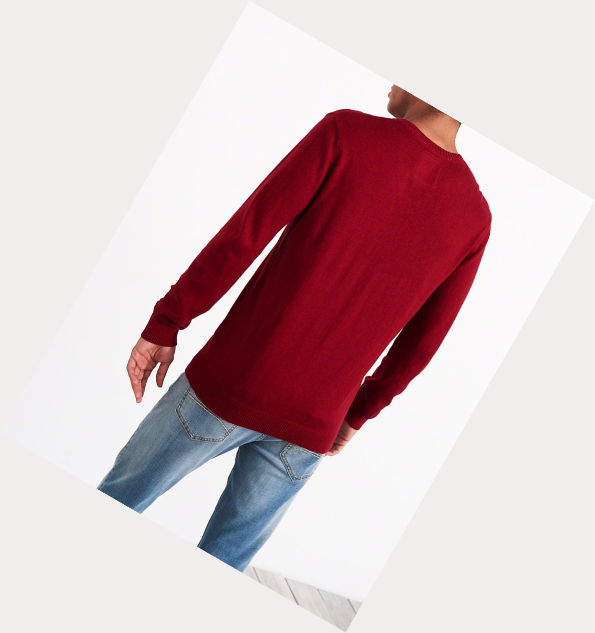 Red Hollister Lightweight V-Neck Men's Sweaters | ZA-KDZW240