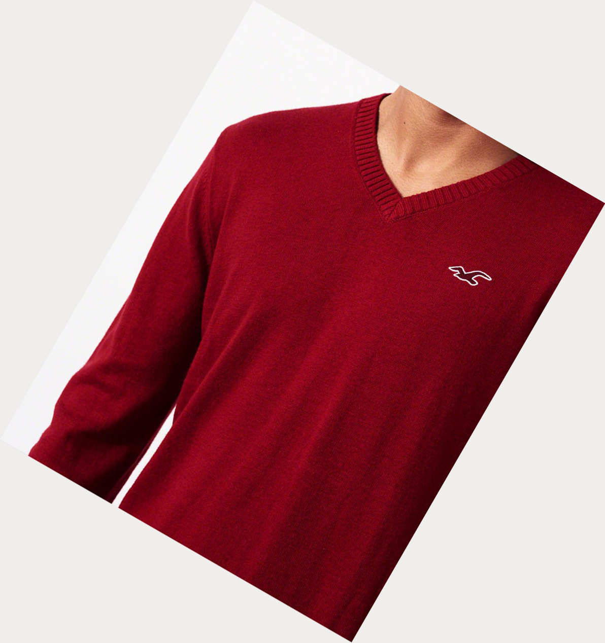 Red Hollister Lightweight V-Neck Men's Sweaters | ZA-KDZW240