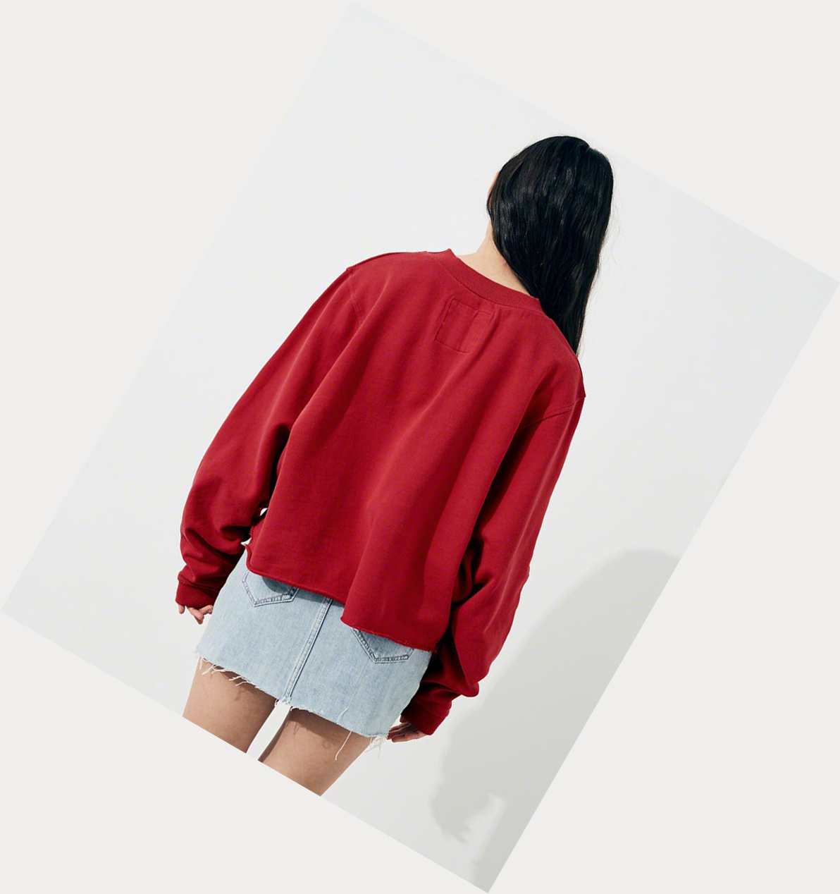 Red Hollister Logo Crewneck Women's Sweatshirts | ZA-CLOH638