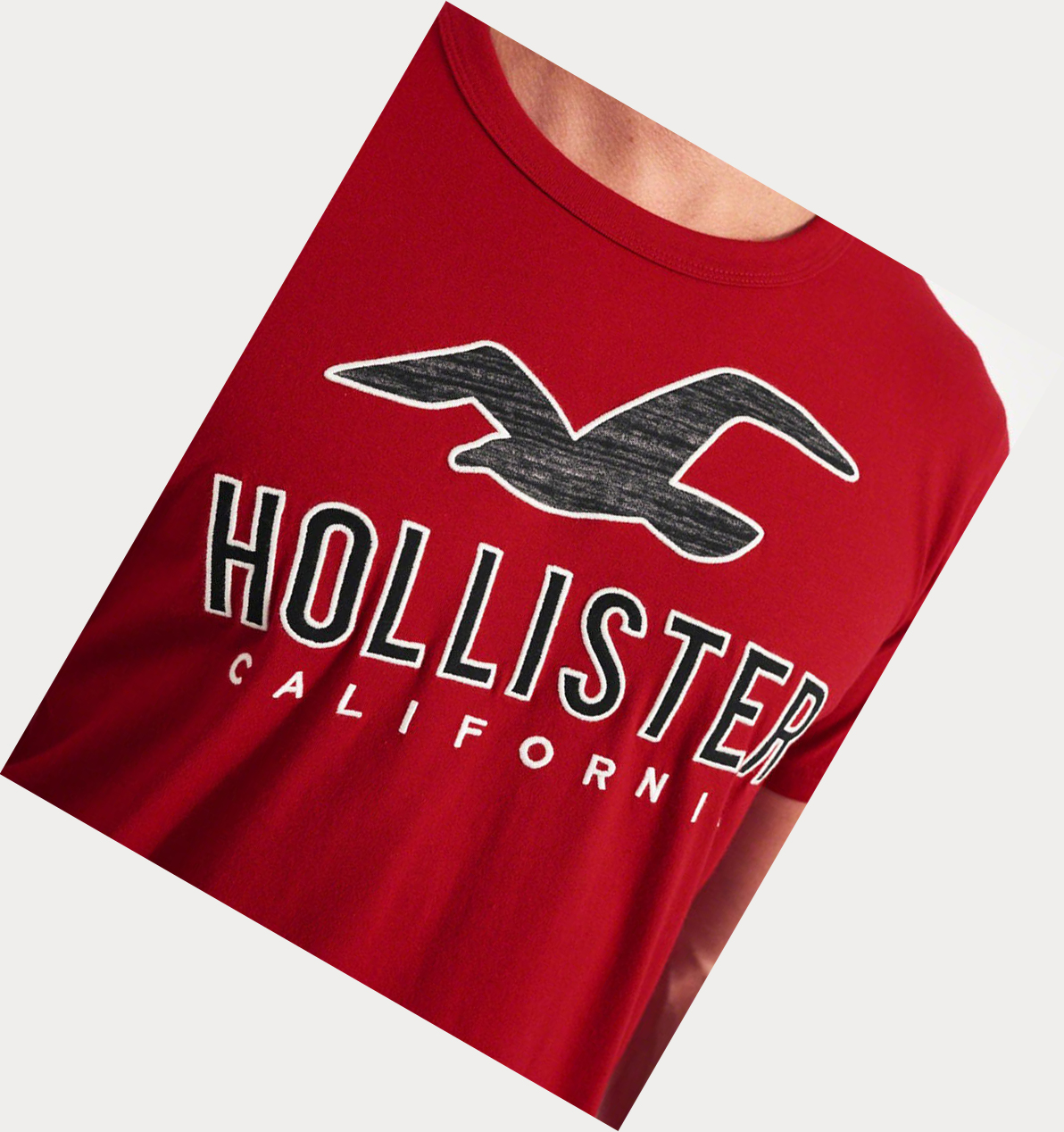 Red Hollister Logo Men's Short Sleeve | ZA-CPBW173