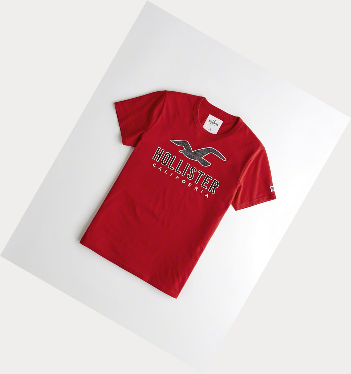 Red Hollister Logo Men\'s Short Sleeve | ZA-CPBW173