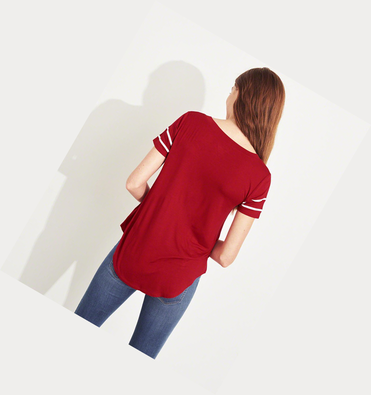 Red Hollister Logo Women's Short Sleeve | ZA-FHJI382