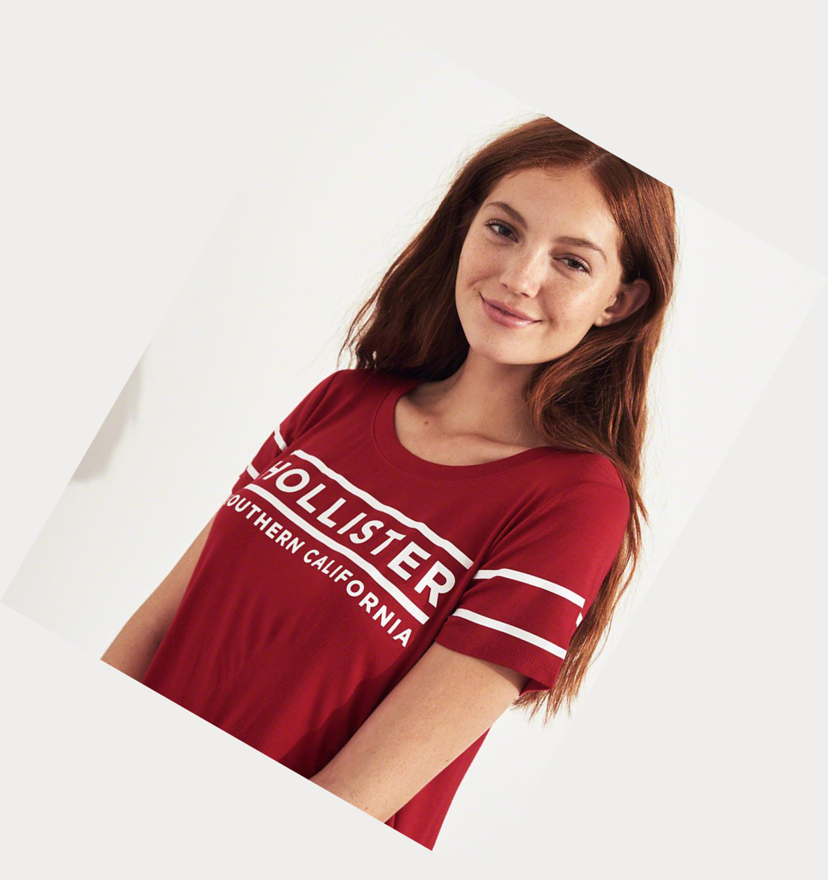 Red Hollister Logo Women's Short Sleeve | ZA-FHJI382