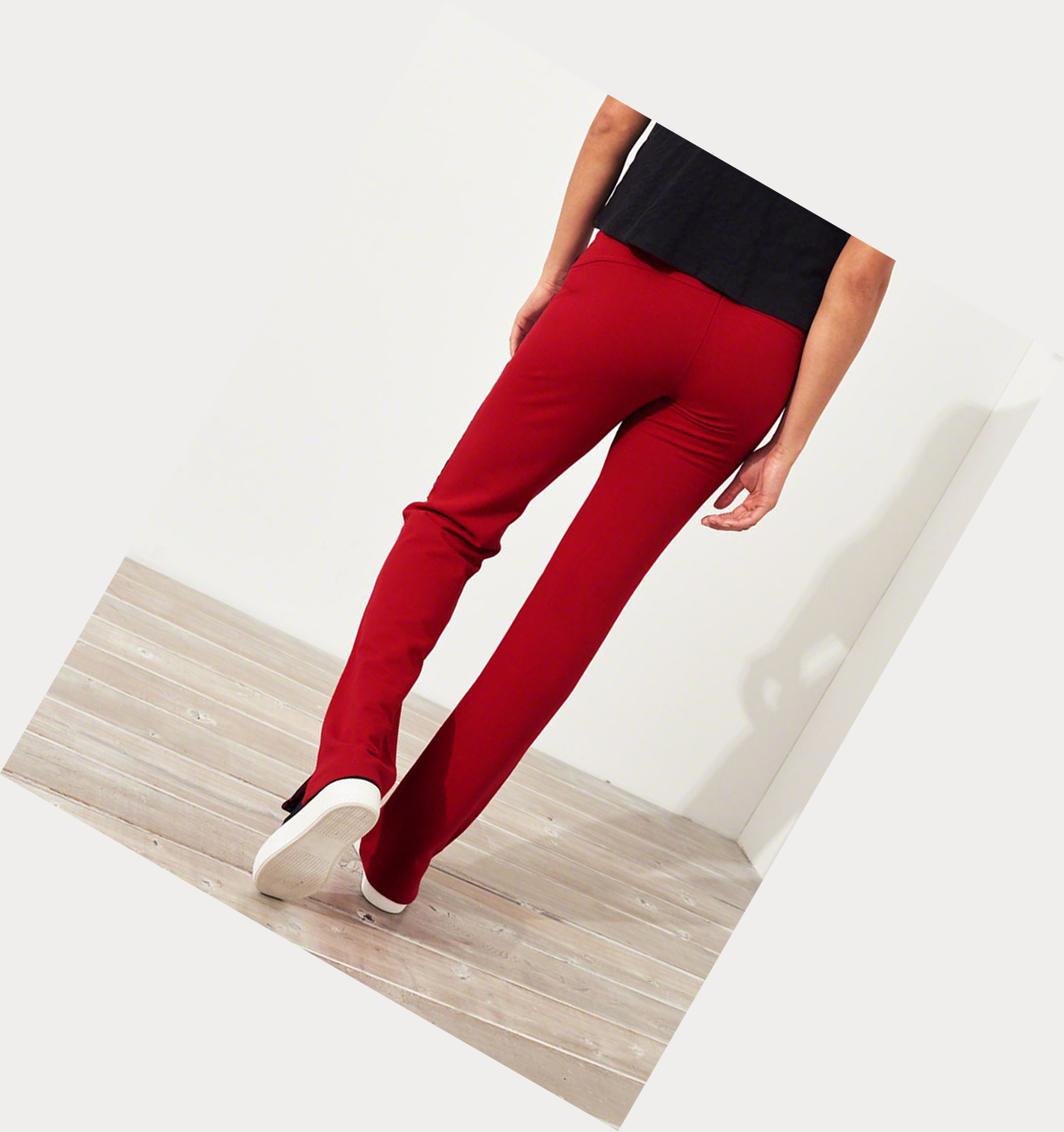 Red Hollister Mid-Rise Straight-Leg Women's Sweatpants | ZA-RBCP024