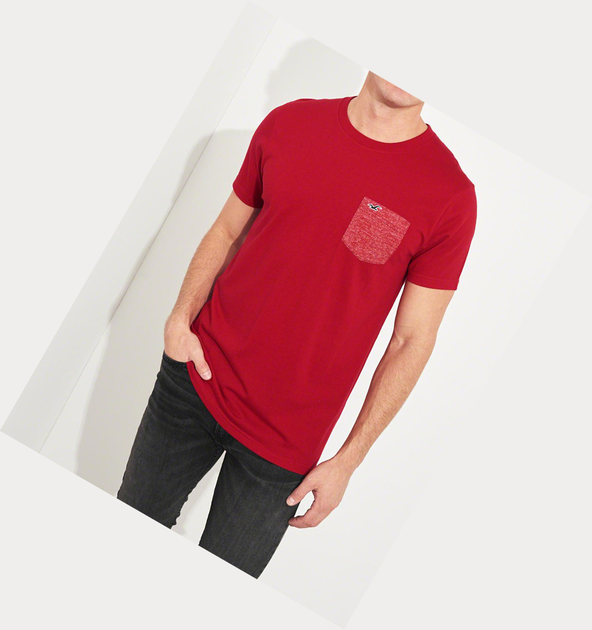 Red Hollister Must-Have Crewneck Men's Short Sleeve | ZA-YMVO659