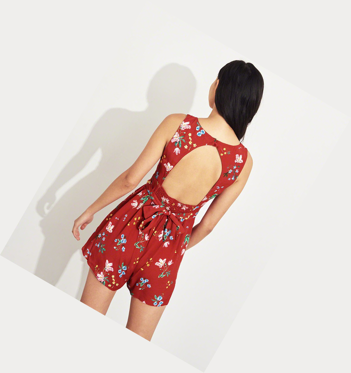 Red Hollister Open-Back Women's Rompers | ZA-RZVI591