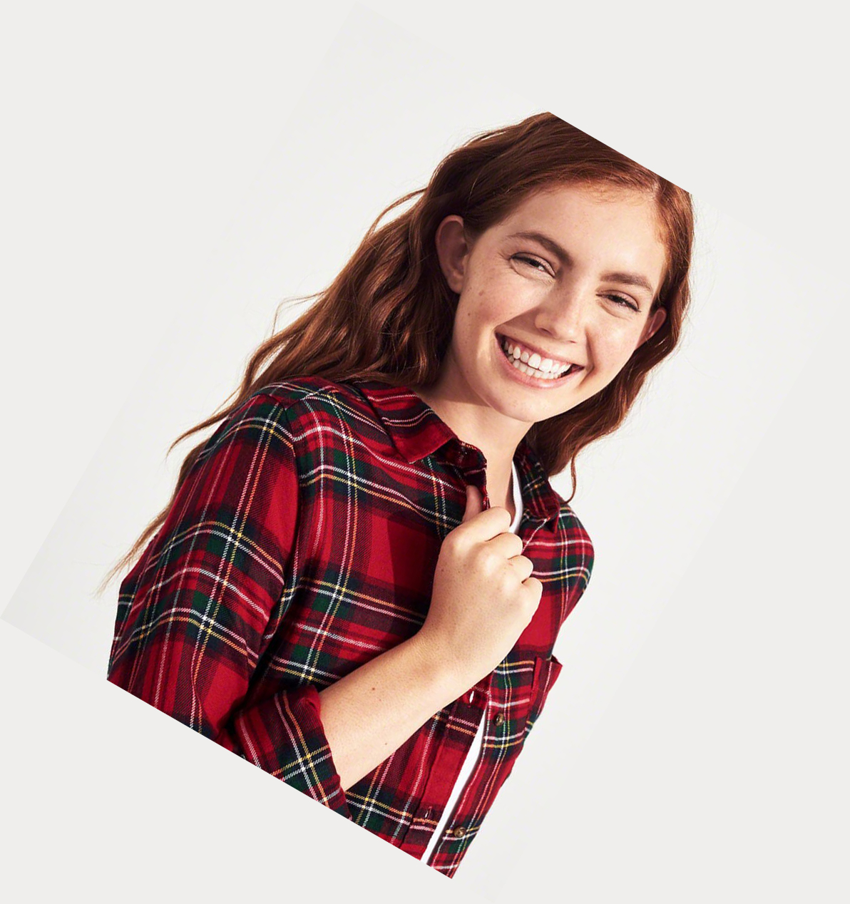 Red Hollister Plaid Women's Long Sleeve | ZA-POJZ597