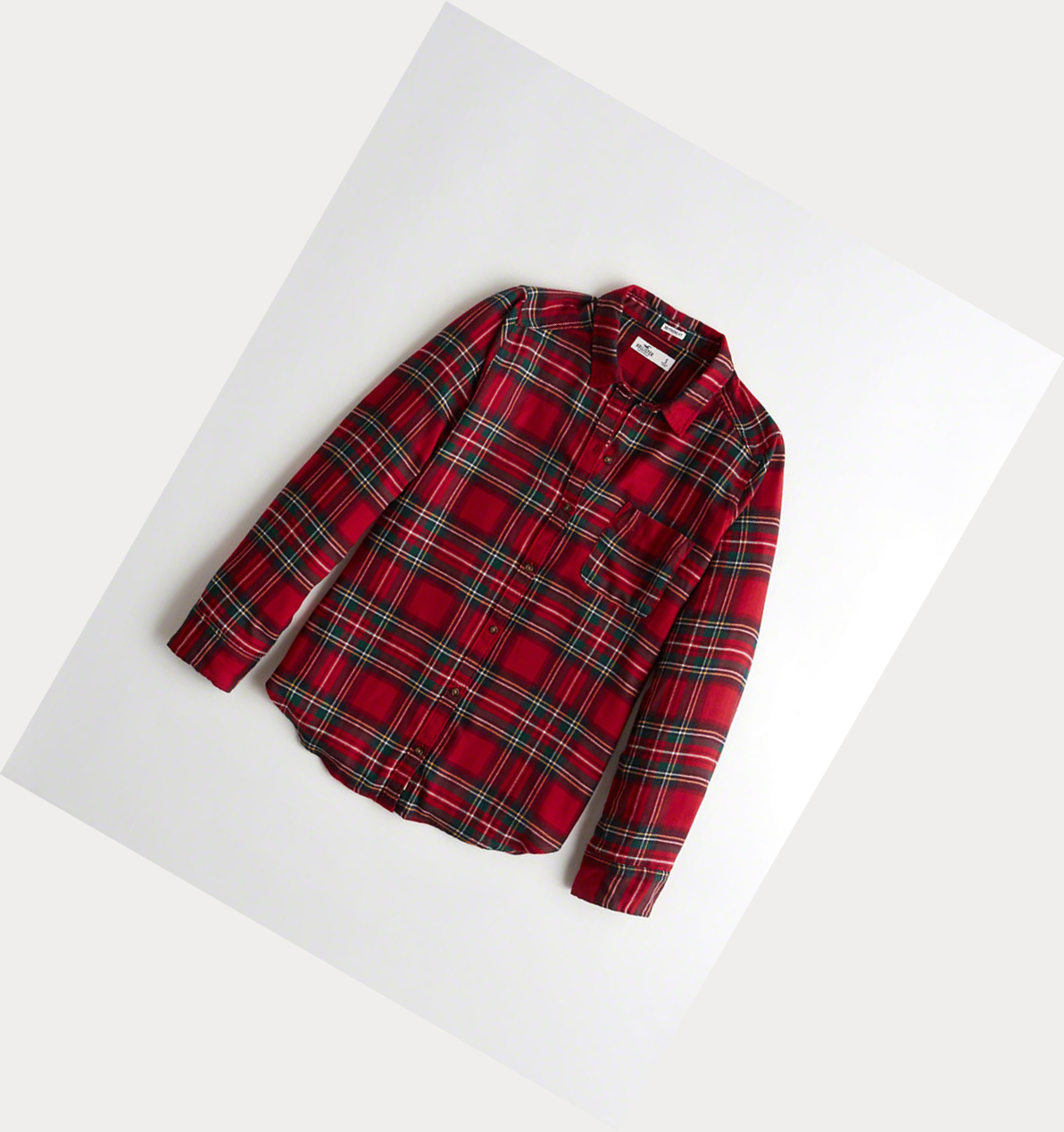 Red Hollister Plaid Women\'s Long Sleeve | ZA-POJZ597