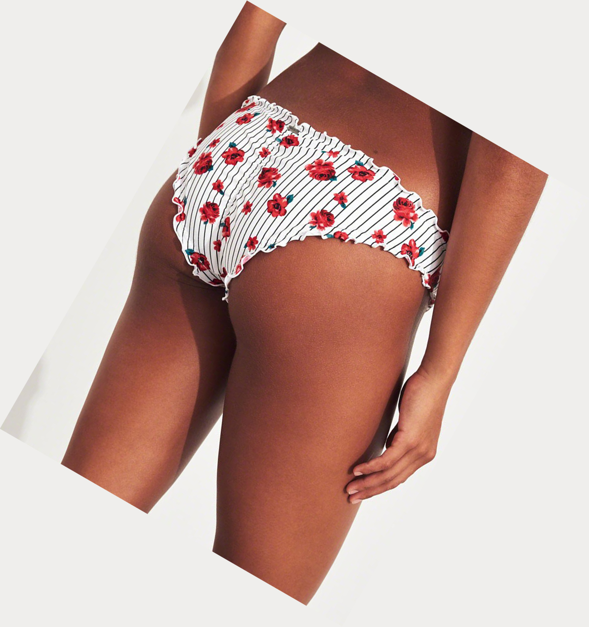 Red Hollister Ruffle Cheeky Women's Bikini Bottoms | ZA-DCRN167