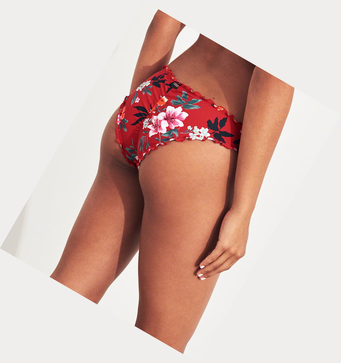 Red Hollister Ruffle Cheeky Women's Bikini Bottoms | ZA-EOBU362