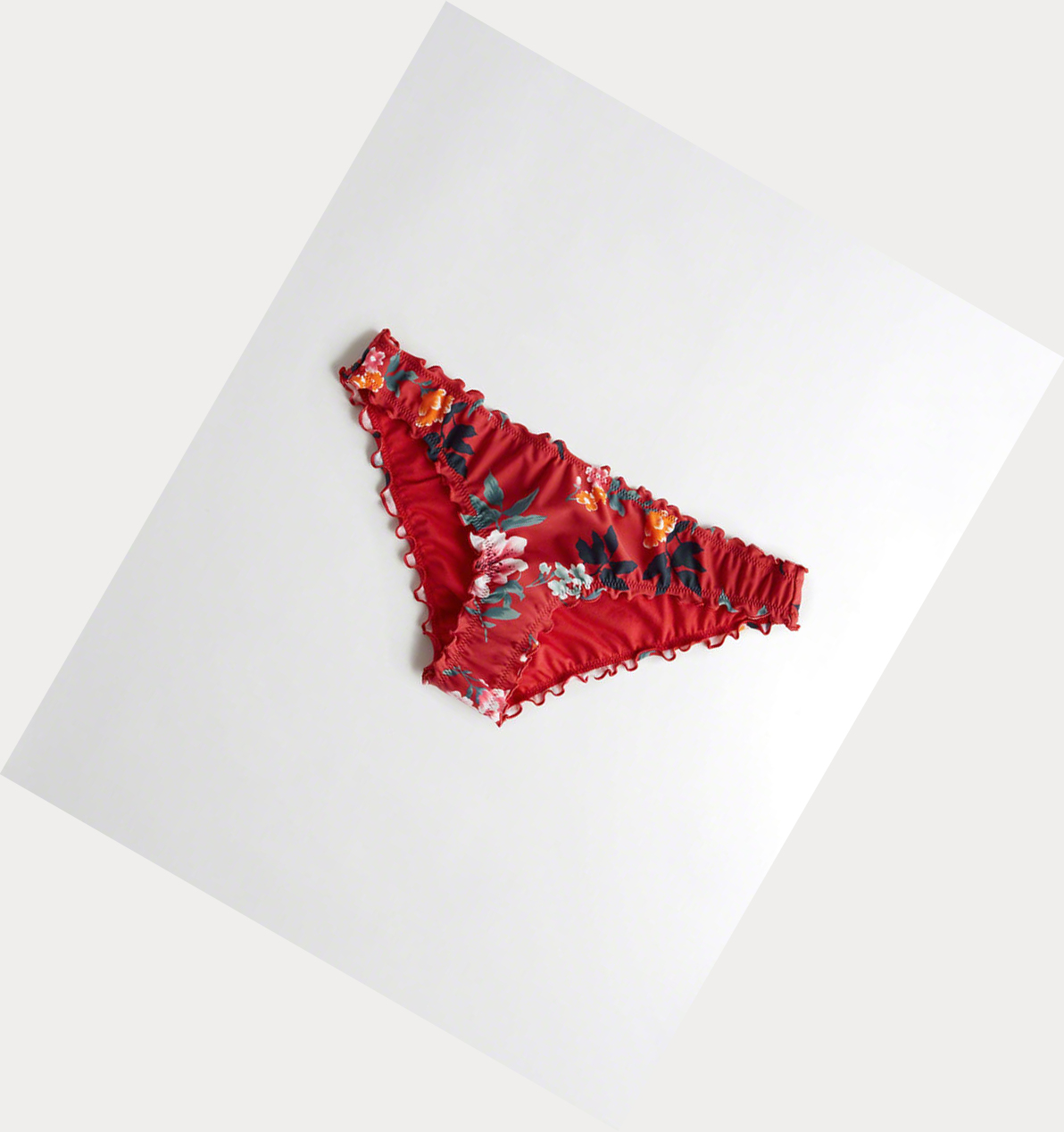 Red Hollister Ruffle Cheeky Women\'s Bikini Bottoms | ZA-EOBU362