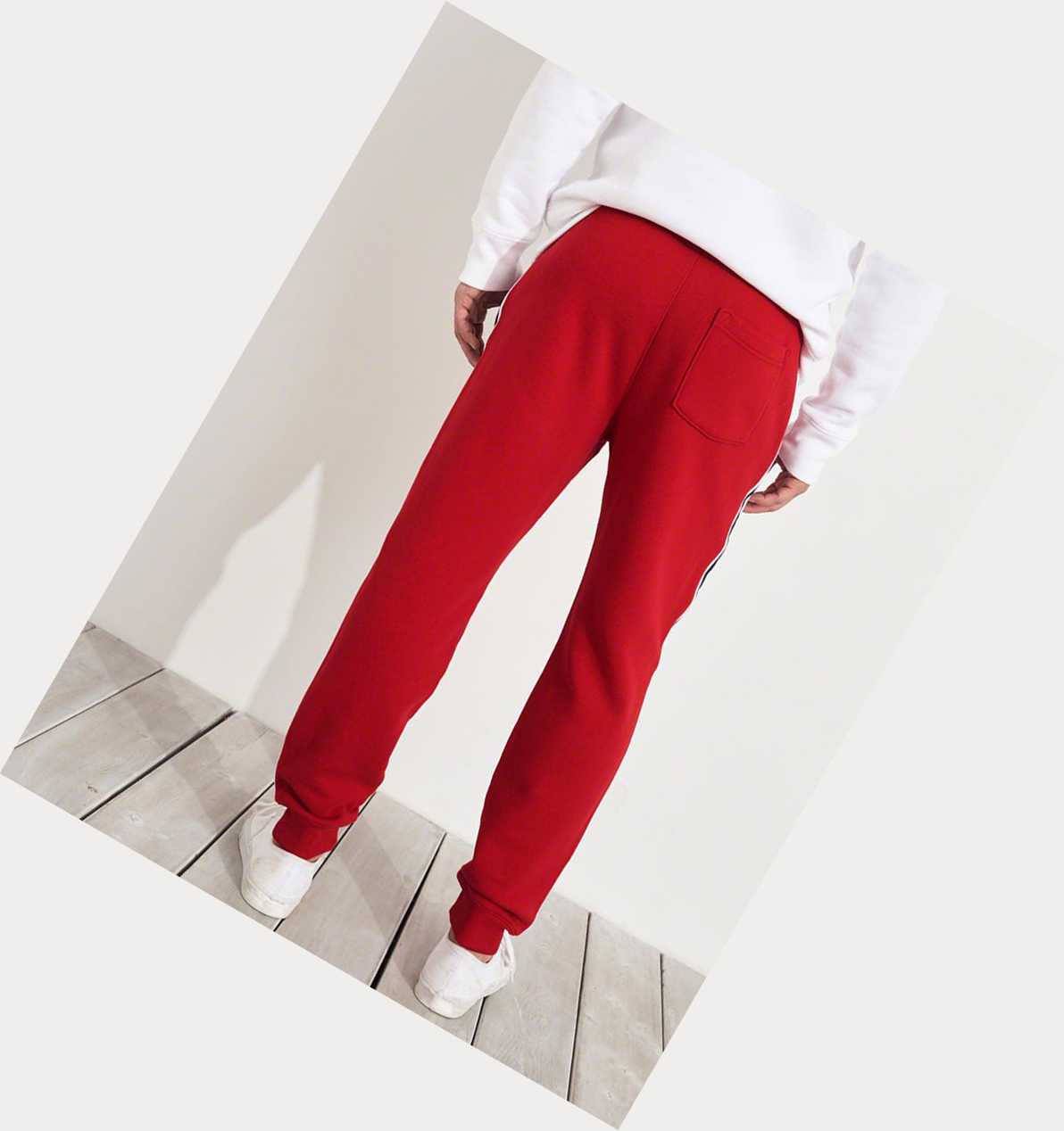 Red Hollister Side-Stripe Men's Jogger | ZA-QUJA836