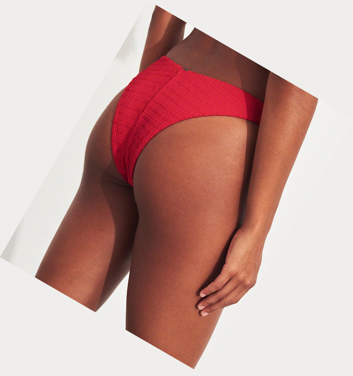 Red Hollister Smocked High-Leg Women's Bikini Bottoms | ZA-FEWT415