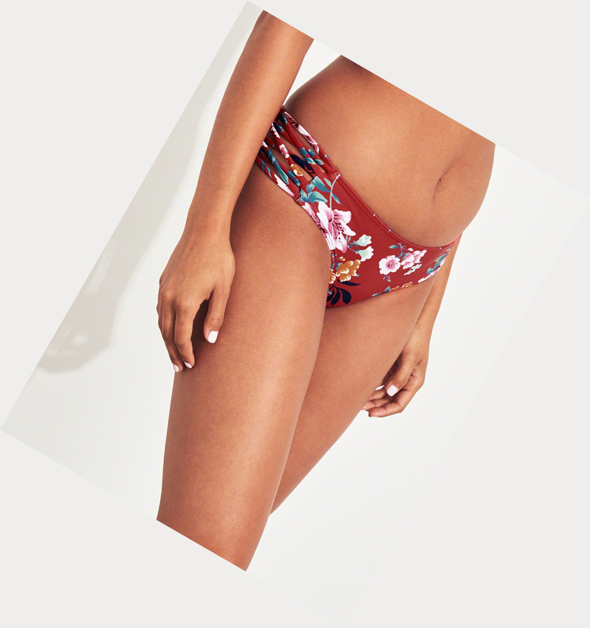 Red Hollister Strappy Cheeky Women's Bikini Bottoms | ZA-OBSL902