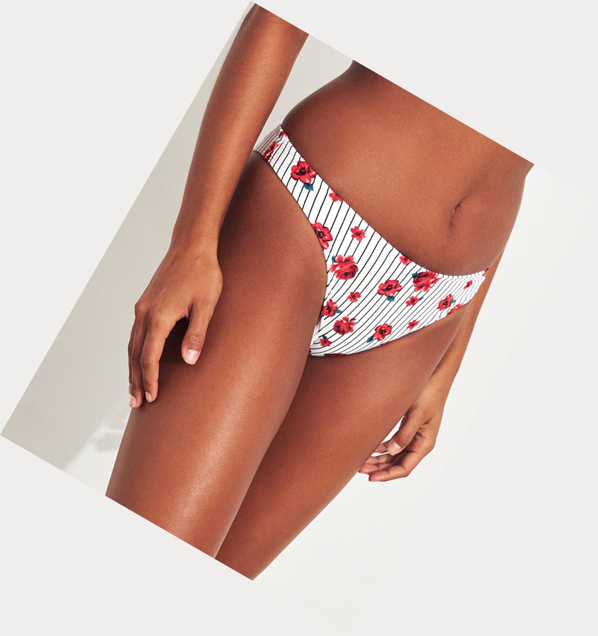 Red Hollister Stripe High-Leg Women's Bikini Bottoms | ZA-WSCZ517