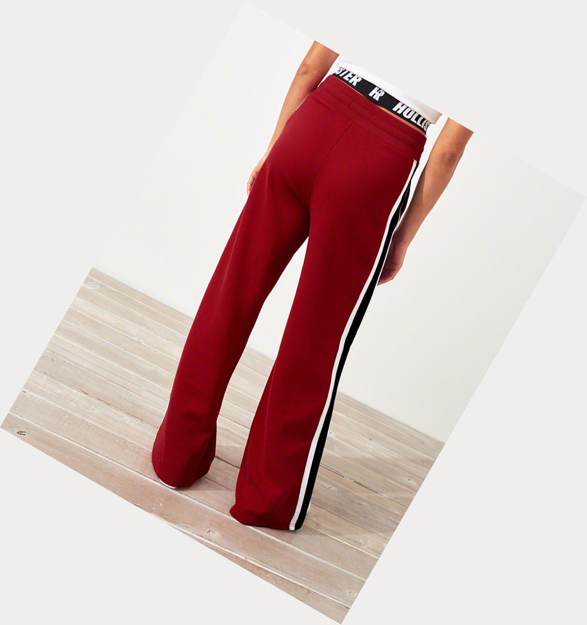 Red Hollister Ultra High-Rise Wide-Leg Fleece Track Women's Sweatpants | ZA-PFWR723