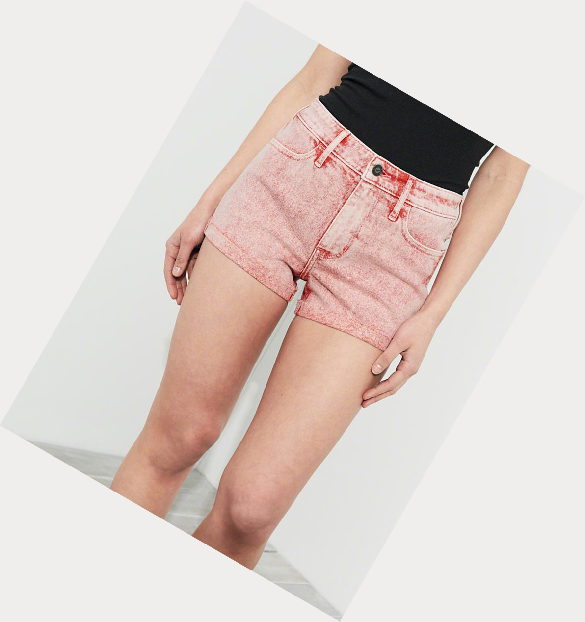 Red Hollister Vintage Stretch High-Rise Denim Women's Shorts | ZA-RQLF735