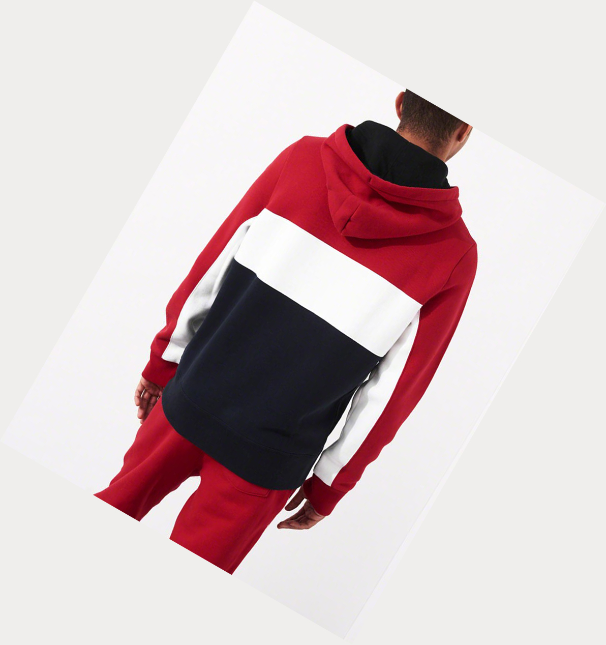 Red Navy Hollister Colorblock Half-Zip Men's Hoodie | ZA-SYBD275