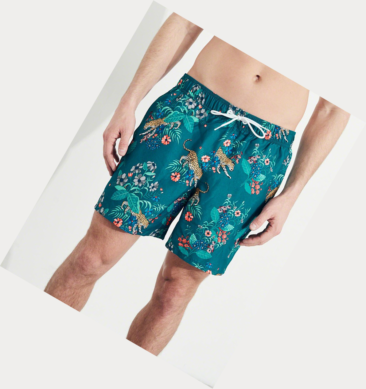 Turquoise Hollister Guard Fit Men's Swim Trunks | ZA-WJNB945