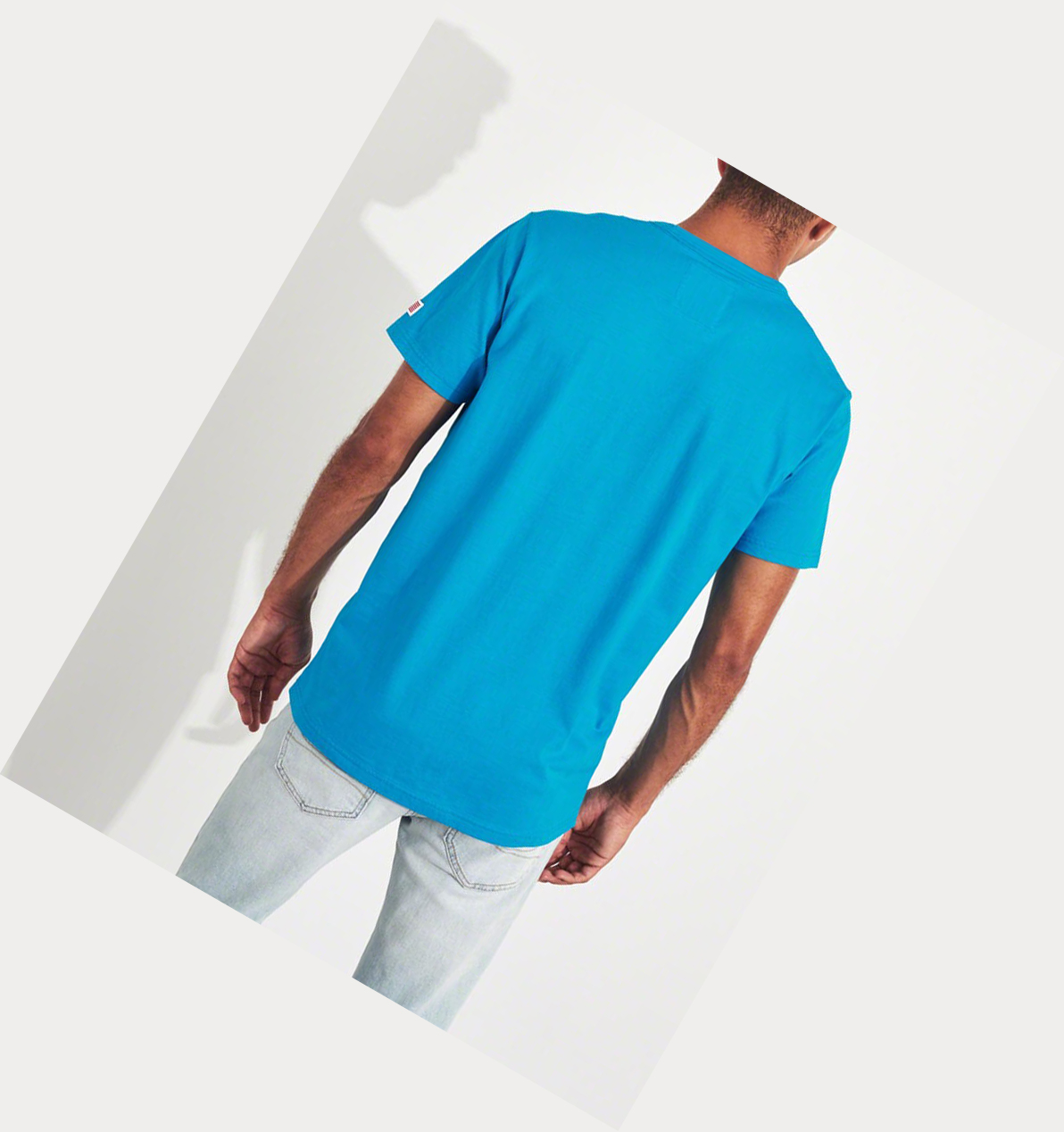 Turquoise Hollister Logo Men's Short Sleeve | ZA-RSBC670