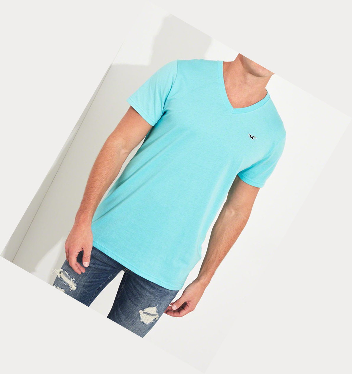 Turquoise Hollister Must-Have V-Neck Men's Short Sleeve | ZA-PCWB231