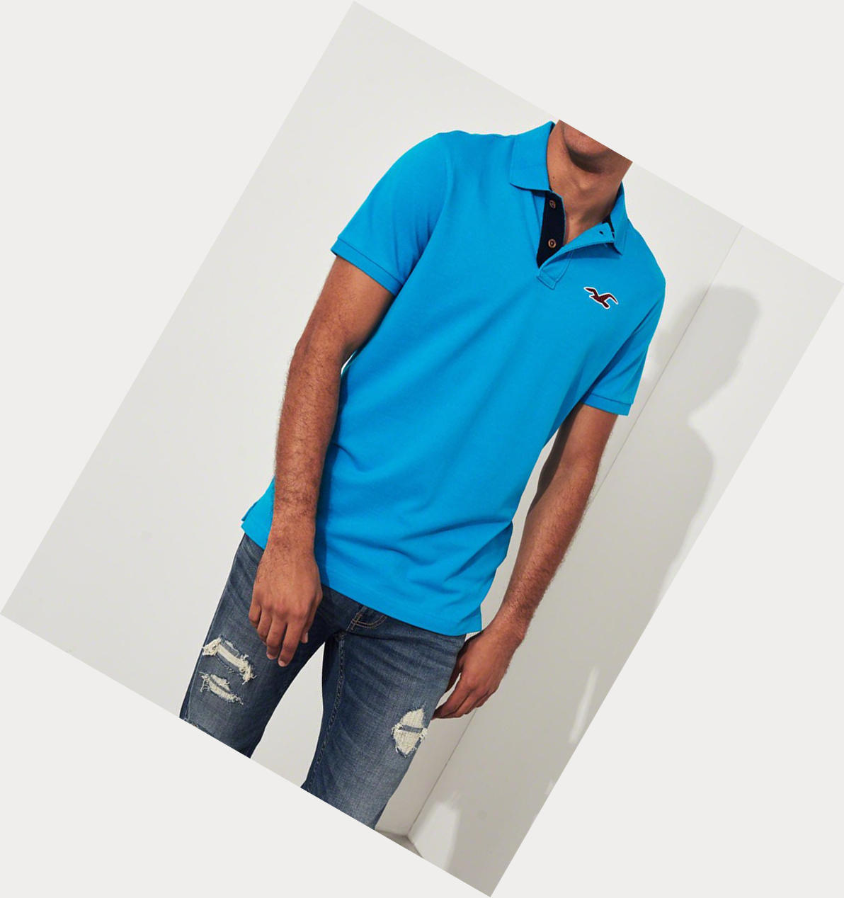 Turquoise Hollister Stretch Icon Men's Polo Shirts | ZA-XUCJ204