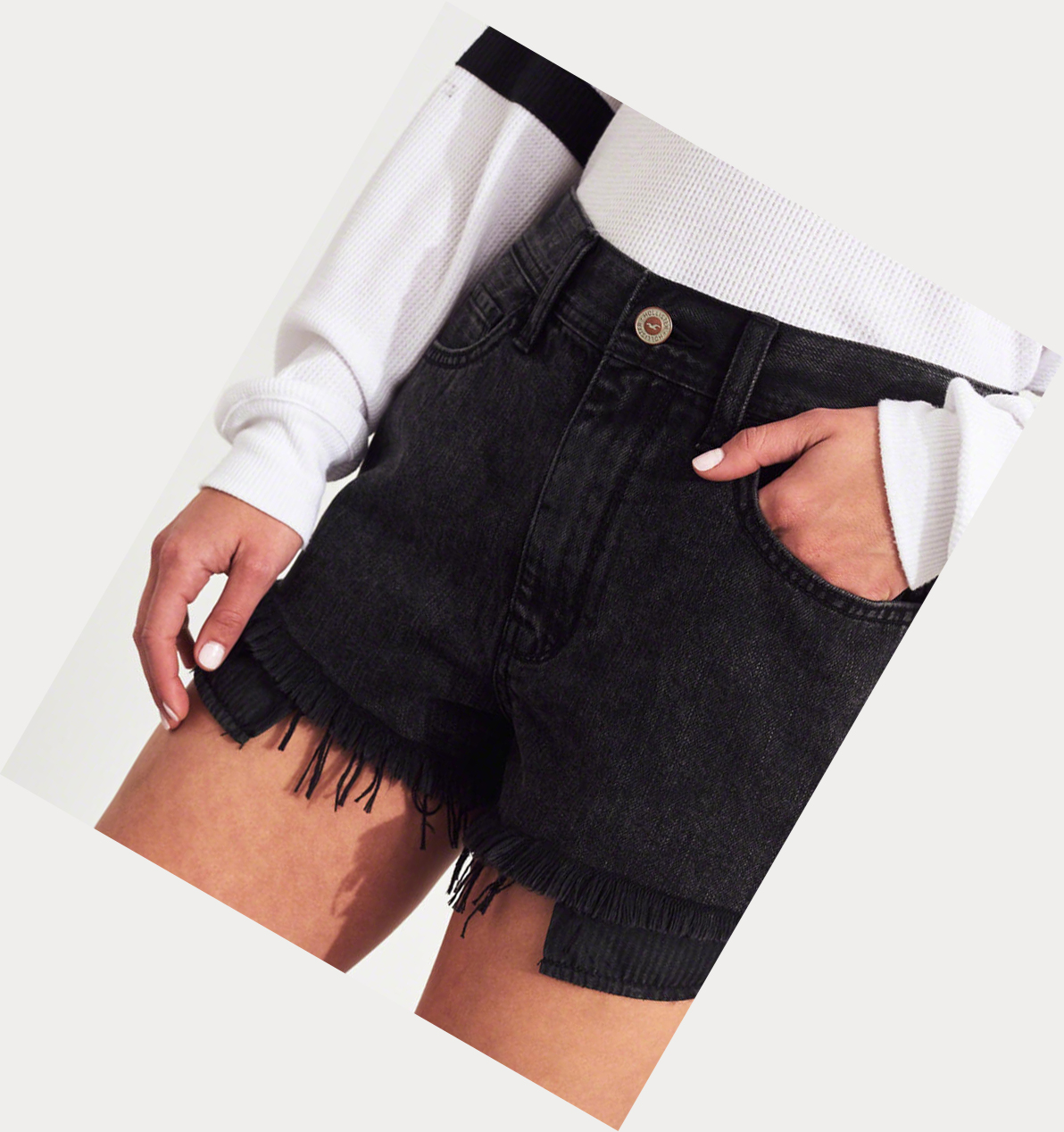 Wash Black Hollister High-Rise Denim Vintage Women's Shorts | ZA-OZPX576