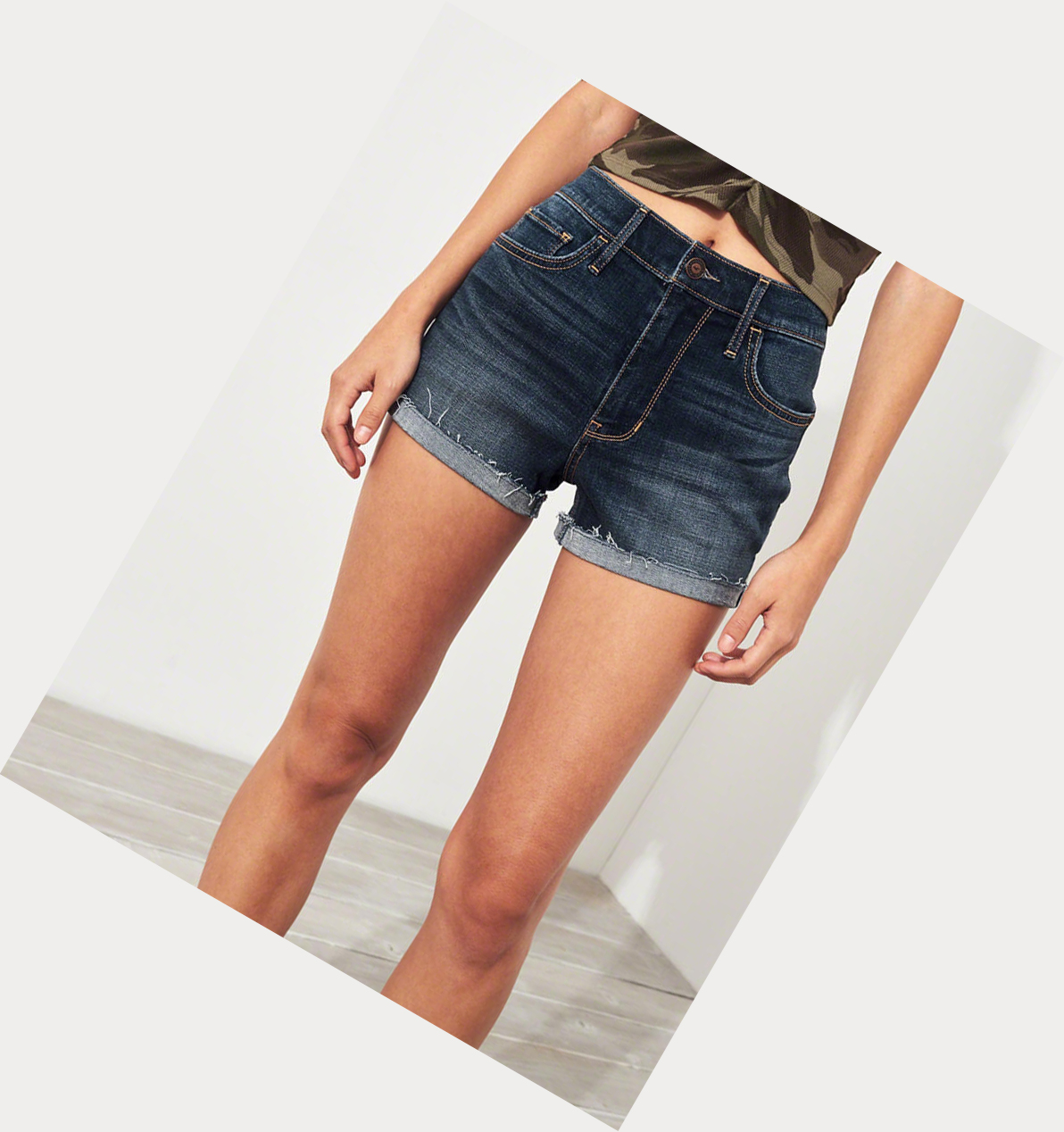 Wash Hollister Advanced Stretch High-Rise Denim Women's Shorts | ZA-FOXC328