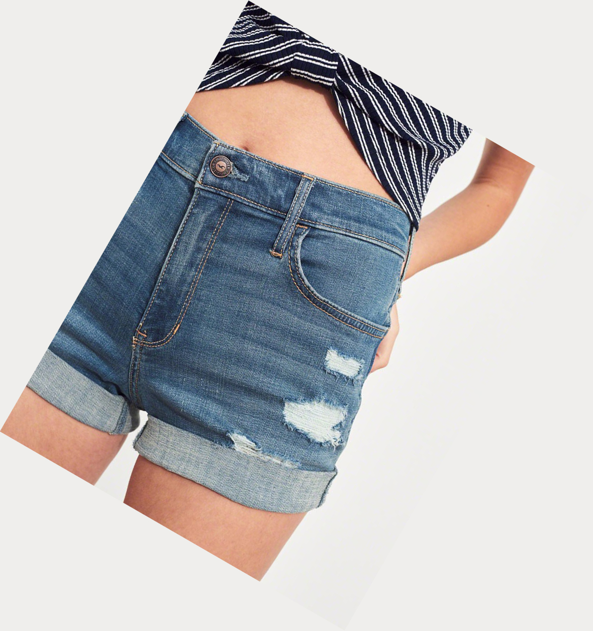 Wash Hollister Advanced Stretch High-Rise Denim Women's Shorts | ZA-GXSR085