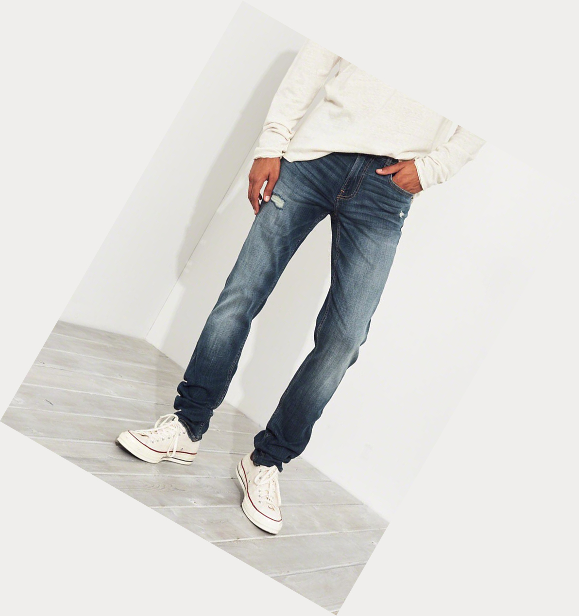 Wash Hollister Advanced Stretch Stacked Skinny Men's Jeans | ZA-FNKO893