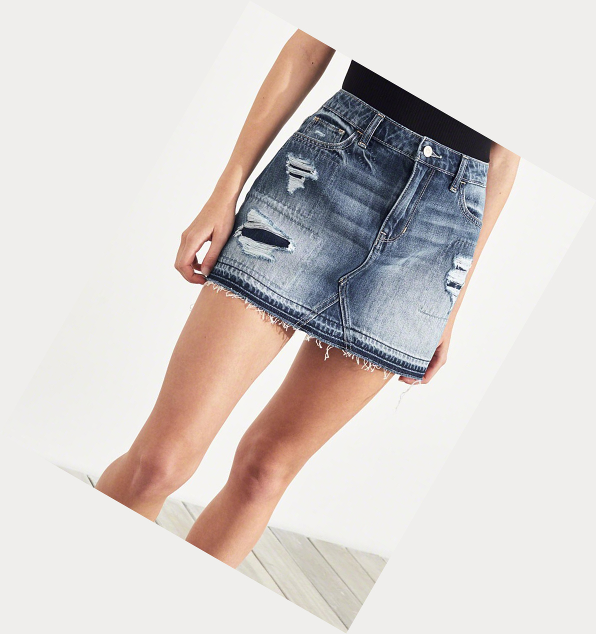 Wash Hollister High-Rise Denim Women's Skirts | ZA-KYVM837