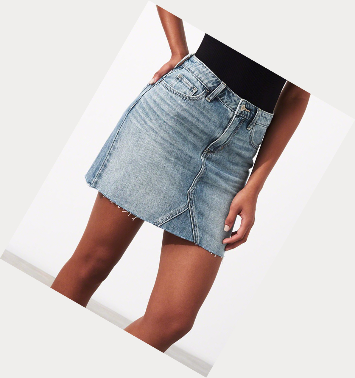 Wash Hollister High-Rise Longer-Length Denim Women's Skirts | ZA-AVIU276