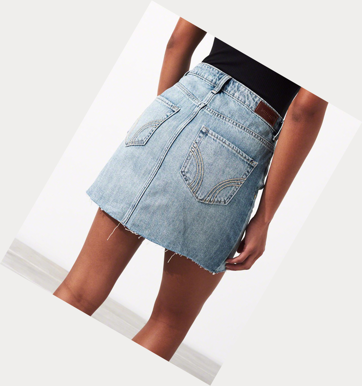 Wash Hollister High-Rise Longer-Length Denim Women's Skirts | ZA-AVIU276