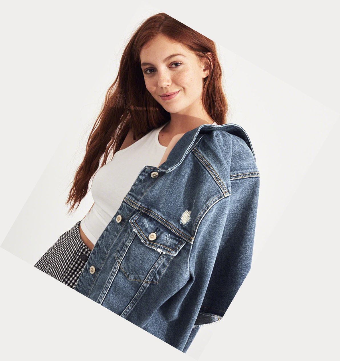 Wash Hollister Stretch Crop Boyfriend Women's Denim Jacket | ZA-JCFQ195