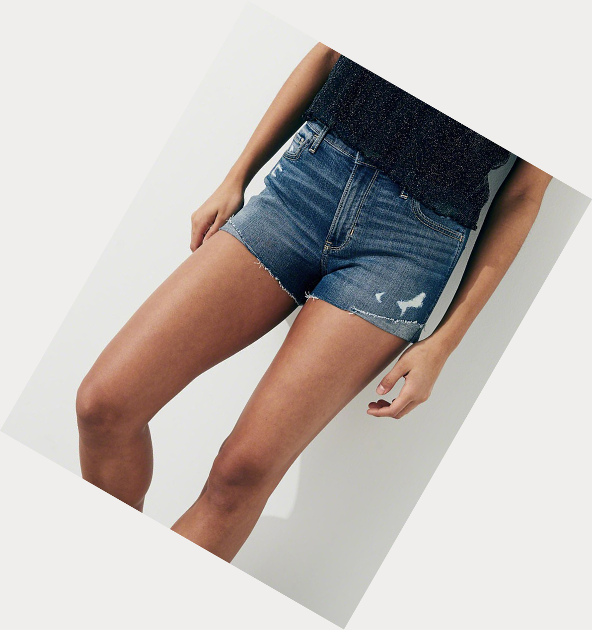 Wash Hollister Stretch High-Rise Denim Women's Shorts | ZA-IFDO036