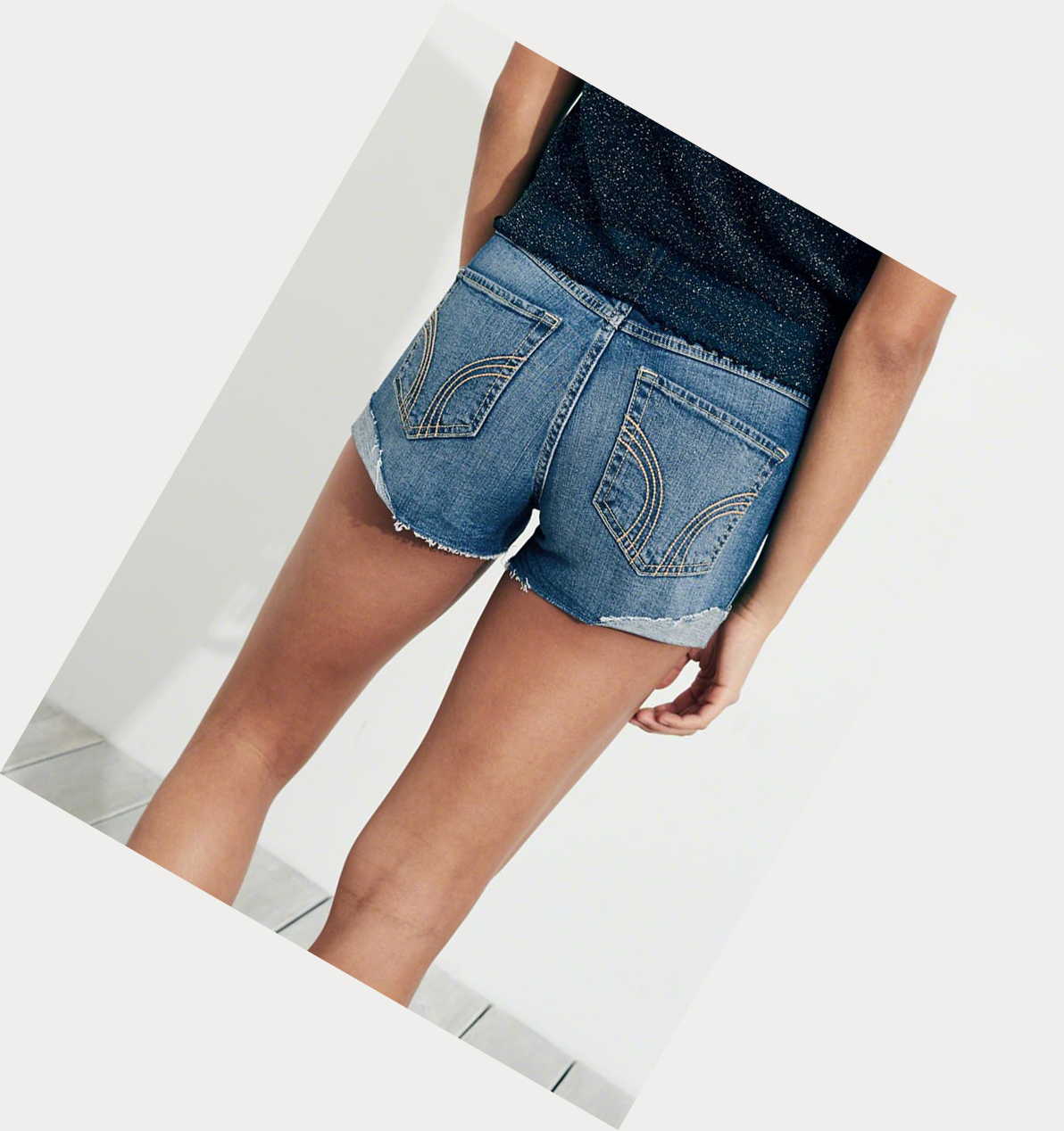 Wash Hollister Stretch High-Rise Denim Women's Shorts | ZA-IFDO036