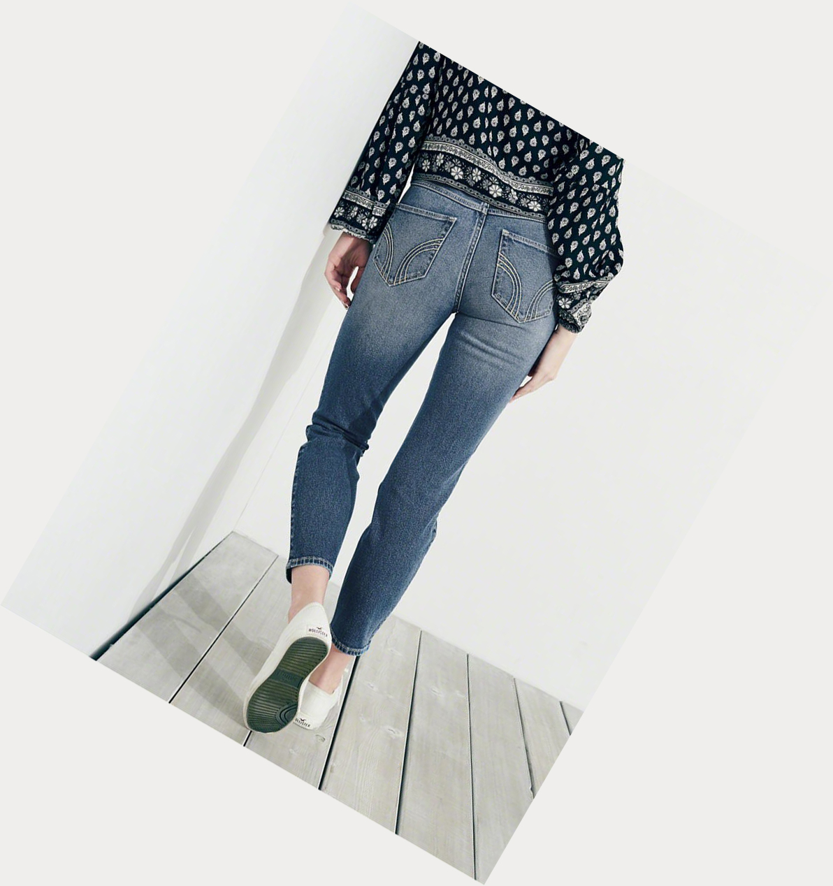 Wash Hollister Vintage Stretch High-Rise Crop Super Skinny Women's Jeans | ZA-BQCL306
