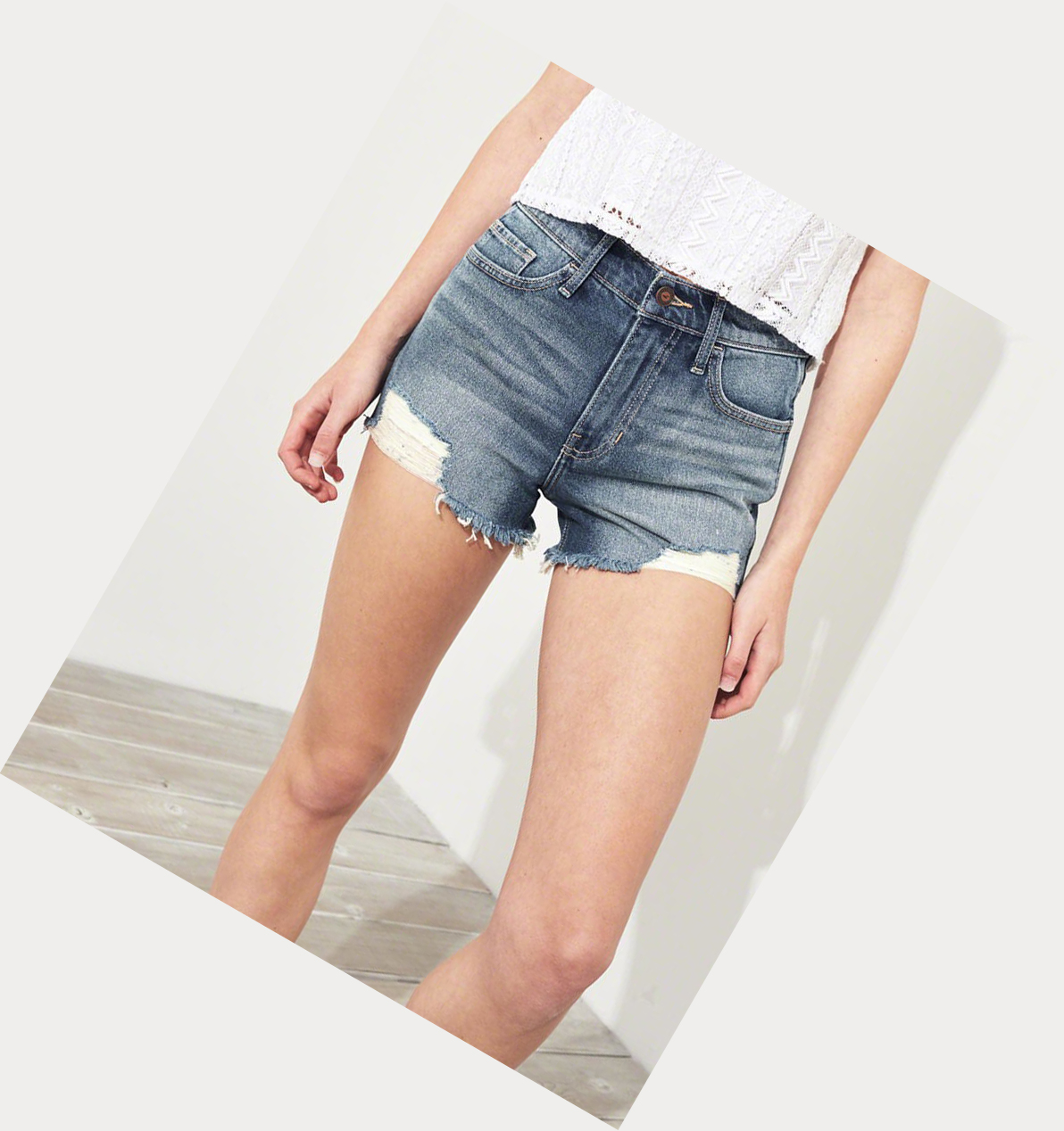 Wash Hollister Vintage Stretch High-Rise Denim Women's Shorts | ZA-FECV910