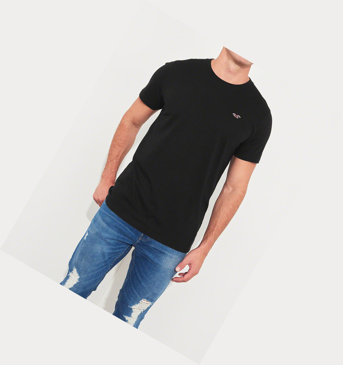 White Black Grey Hollister Must-Have Crewneck Men's Short Sleeve | ZA-JQLP684