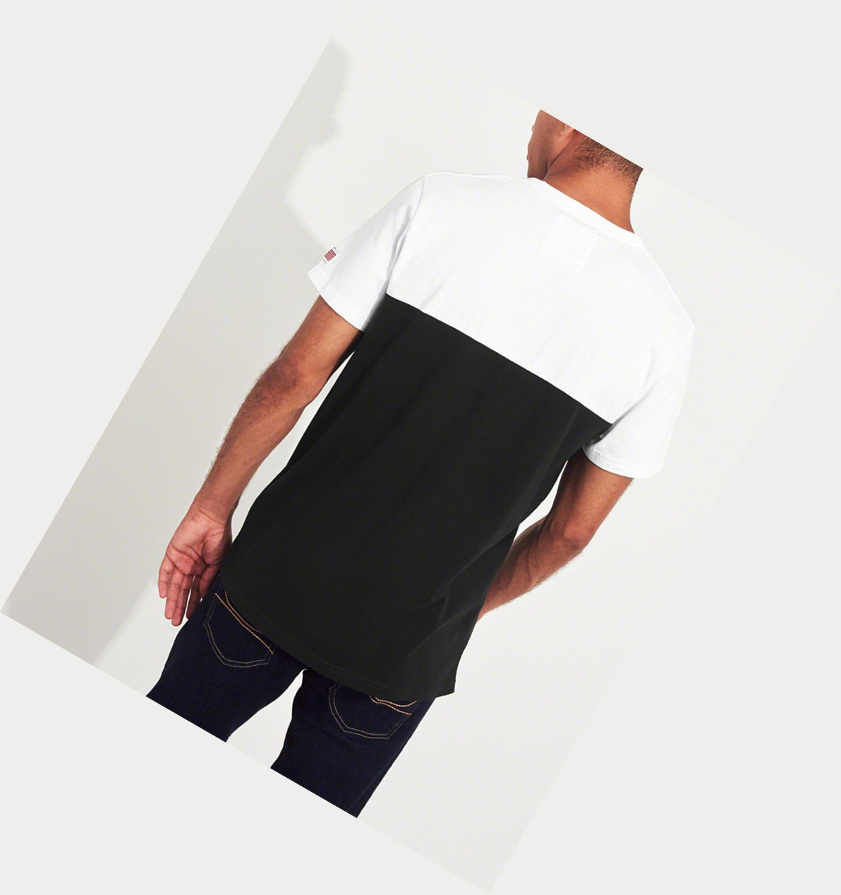 White Black Hollister Colorblock Logo Men's Short Sleeve | ZA-JFPA895