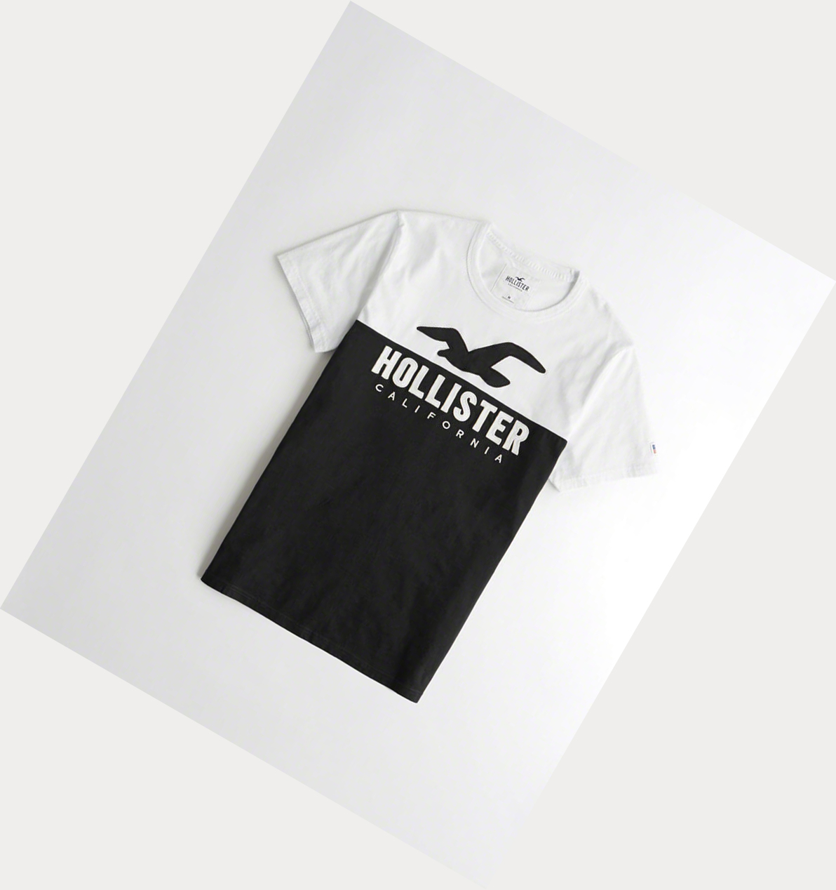 White Black Hollister Colorblock Logo Men\'s Short Sleeve | ZA-JFPA895