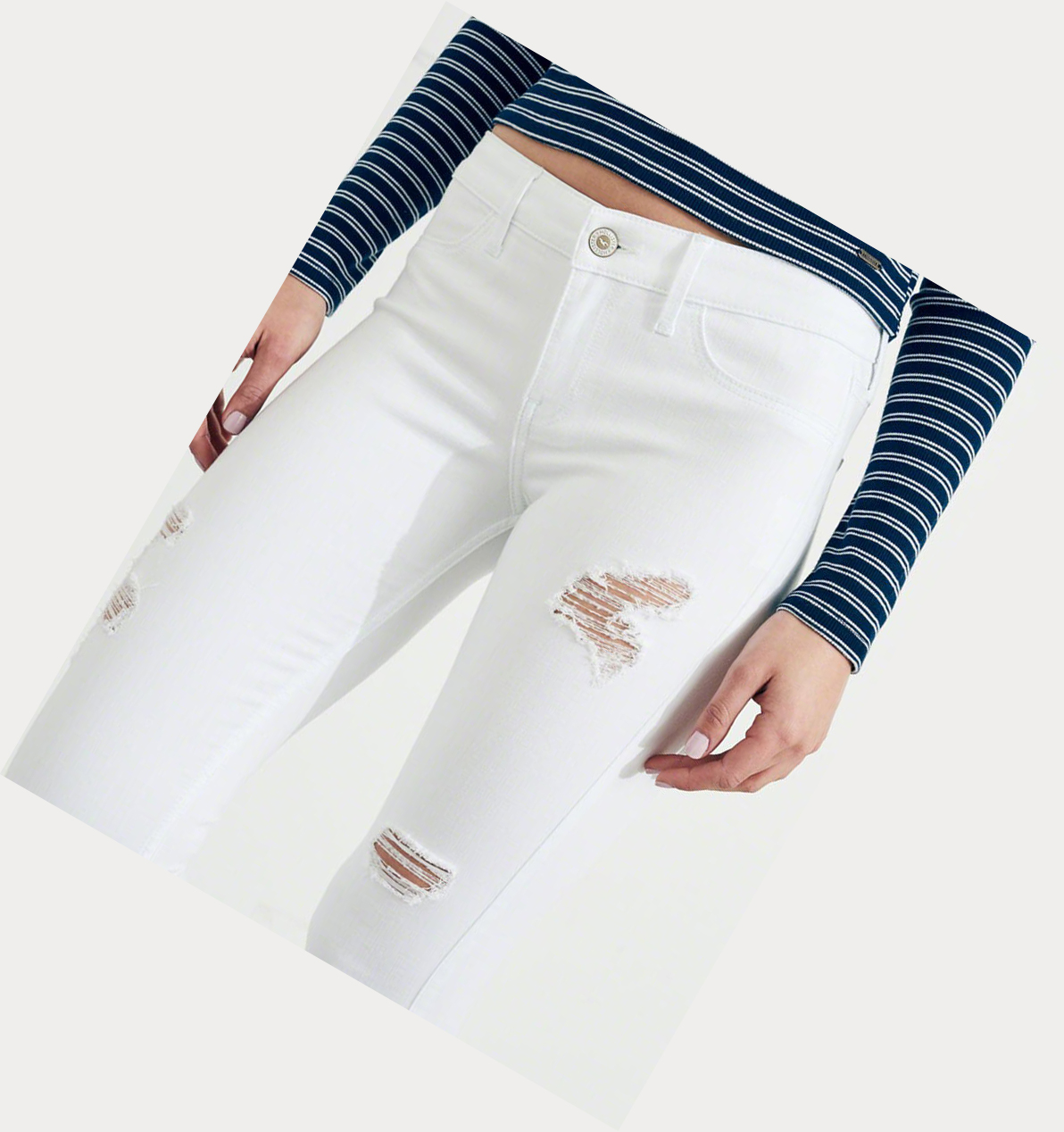 White Hollister Advanced Stretch Low-Rise Crop Women's Jeans | ZA-OLDP741