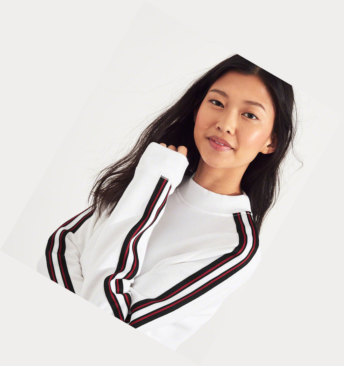 White Hollister Boxy Mockneck Women's Sweatshirts | ZA-BSPG156