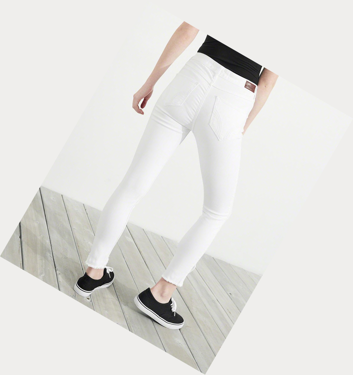 White Hollister Classic Stretch High-Rise Crop Super Skinny Women's Jeans | ZA-FGDL142