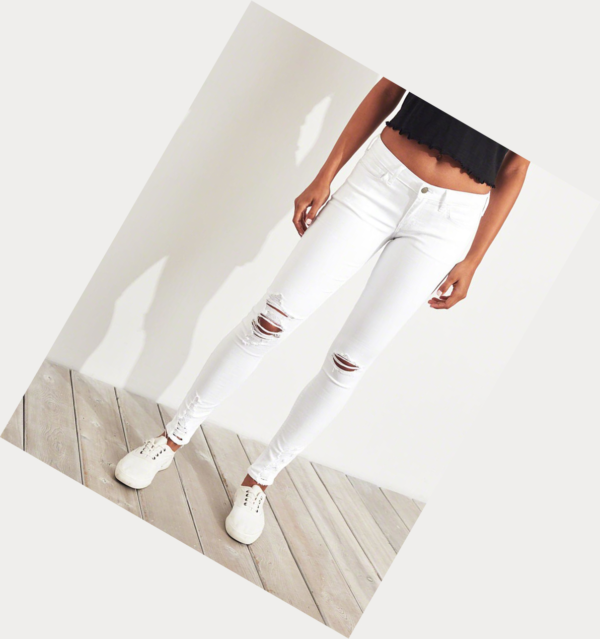 White Hollister Classic Stretch Low-Rise Super Skinny Women's Jeans | ZA-UKWR935