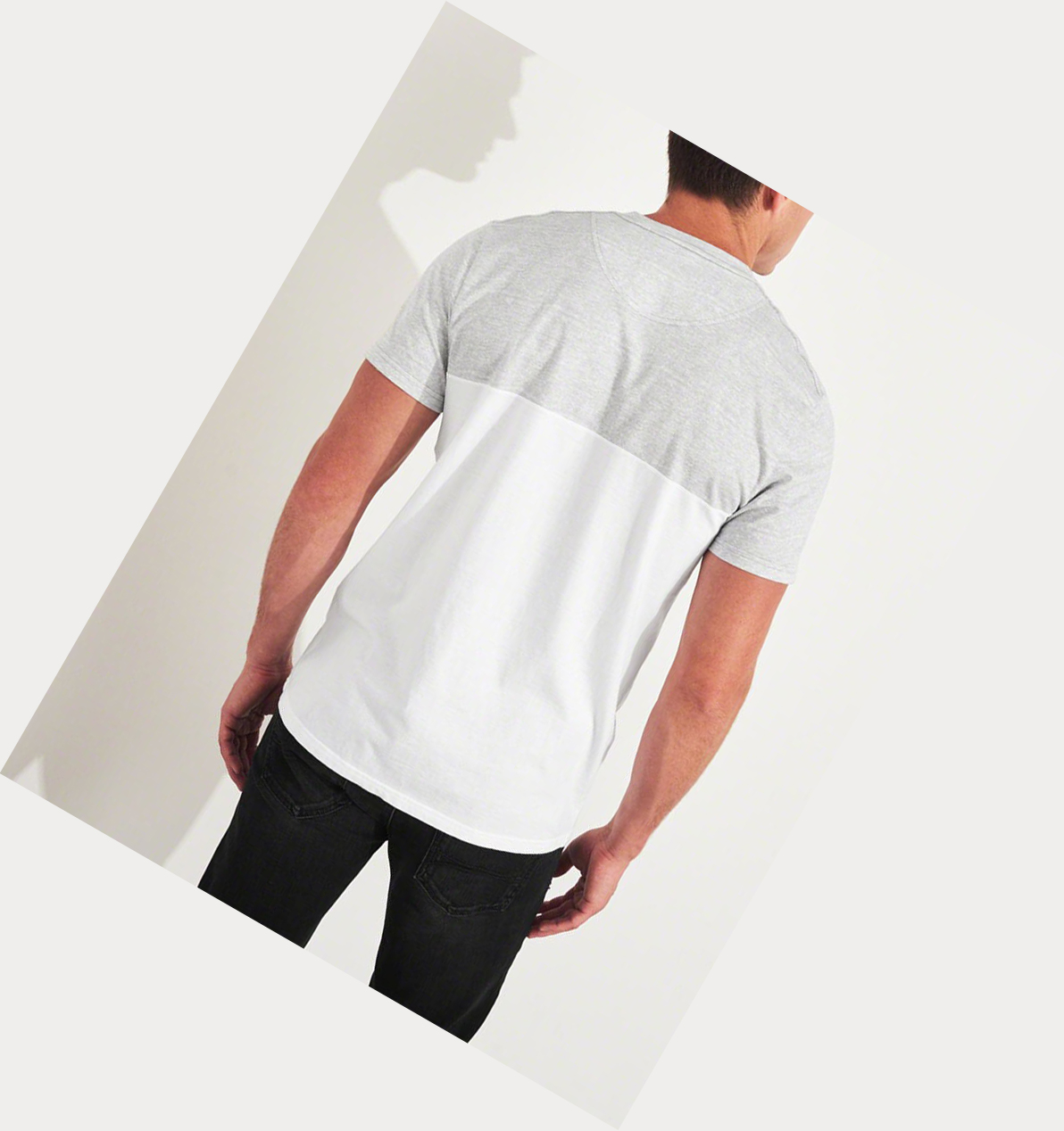 White Hollister Colorblock Logo Men's Short Sleeve | ZA-CBQS845