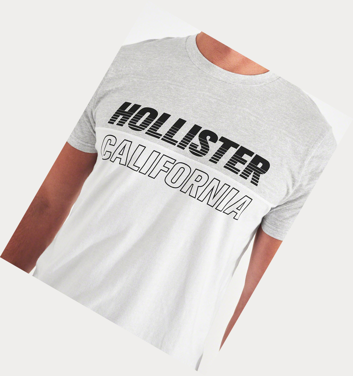 White Hollister Colorblock Logo Men's Short Sleeve | ZA-CBQS845