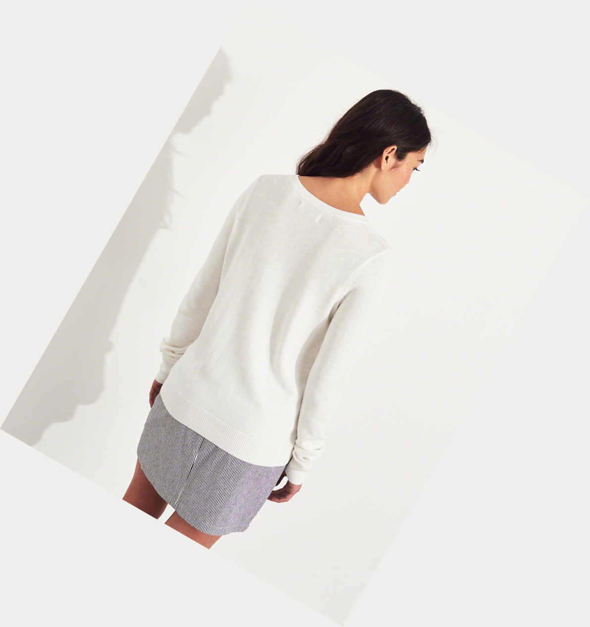 White Hollister Crewneck Women's Sweaters | ZA-SEJY734