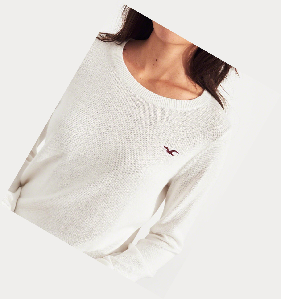 White Hollister Crewneck Women's Sweaters | ZA-SEJY734