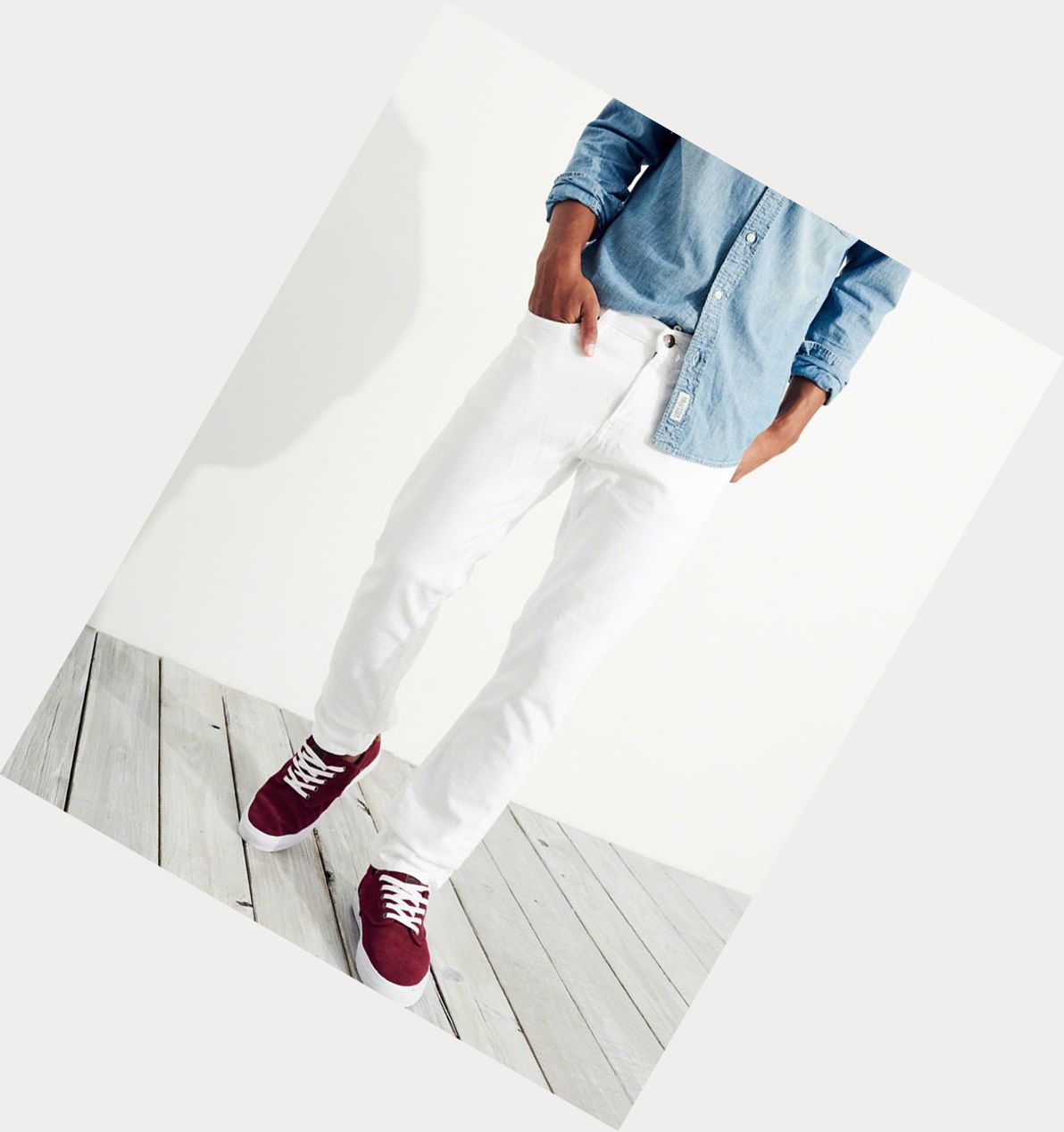 White Hollister Epic Flex Skinny Men's Jeans | ZA-GEYI180